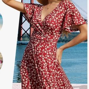 Women's Red Floral Sundress - XL